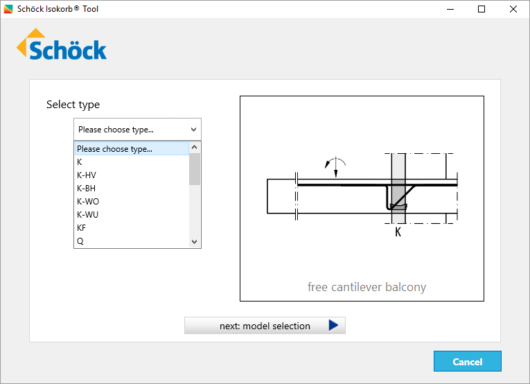 Isokorb-Tool-select-type